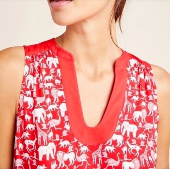 Maeve By Anthropoligie Safari Top Red Size 4 - Picture 5 of 13